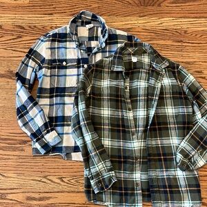 Lot of 2 Gap Kids Flannel Button Down Shirts Size XL